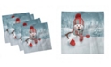 Ambesonne Snowman Set of 4 Napkins, 12" x 12"